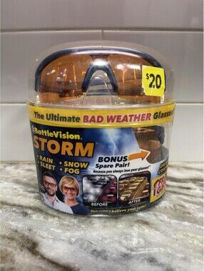BattleVision Storm Glasses 2-Pack Bad Weather Driving Goggles Rain Snow Fog New